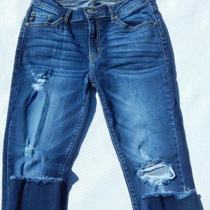 KanCan Distressed Skinny Jeans with Raw Hem